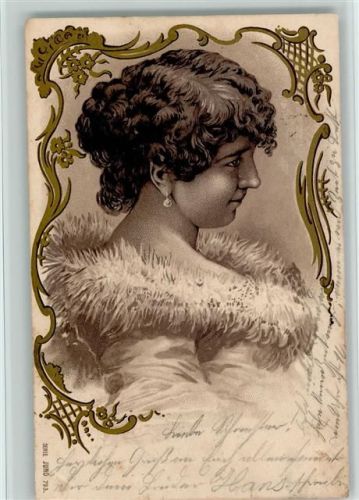 1902 Schöne Glamour Frau , Kleid mit Pelzbesatz, litho , Serie Juno 793 AK