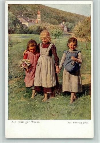 Wiener Kunst Nr. 1093 - Kinder pflücken Blumen