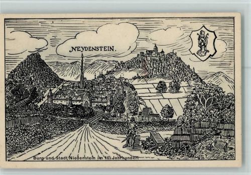 Niedenstein Sommerfrische - Federzeichnung - Stadt und burg im 16. Jahrhundert AK