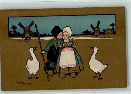 1913 Hollandkinder und Gänse - M.Munk Nr. 485 AK