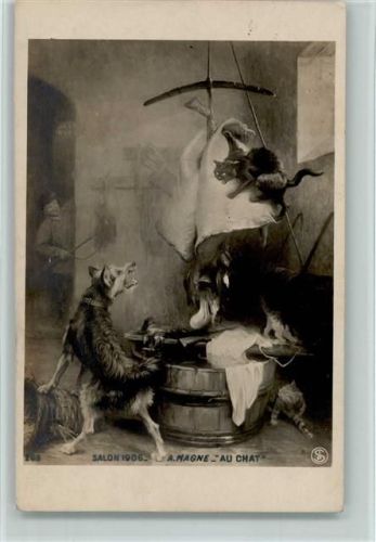 A. magne - Au chat 1907 Fotomontage - Hunde und Katzen