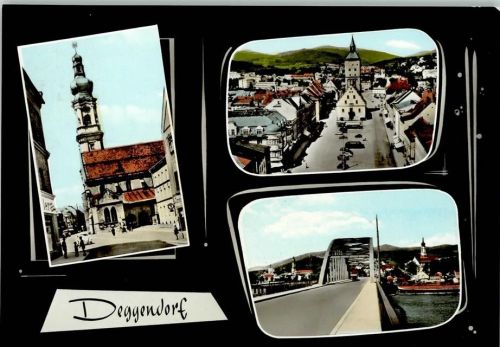 Deggendorf Ortsansichten Kirche Brücke 3-Bildaufnahme