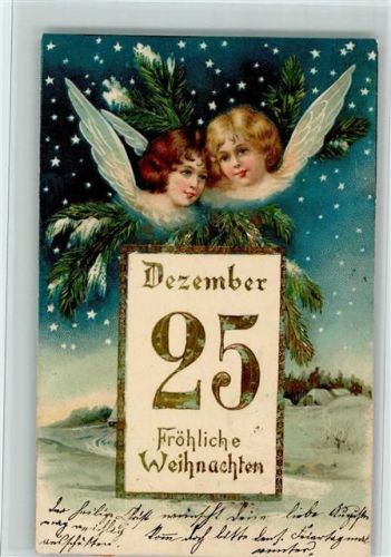 25 Dezember Weihnachten - Engelköpfe 1905 AK