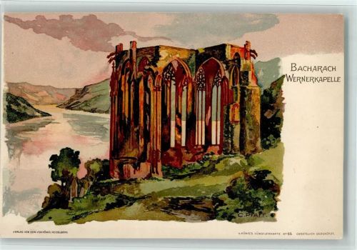 Bacharach Verlag von König Nr. 55 - Gruss aus - sign Pfaff - Wernerkapelle, sehr gute Erhaltung