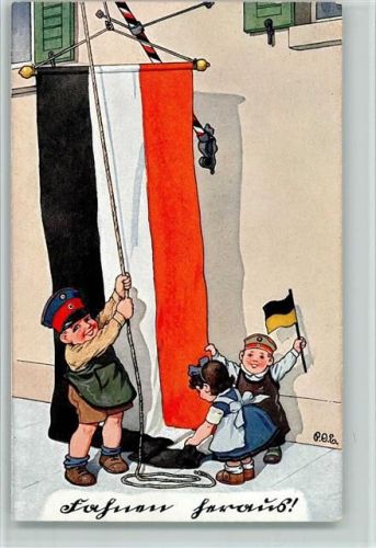 Kriegspostkarte Nr. 58 - Kinder in Uniform WK I - Fahne heraus , gute Erhaltung AK