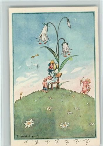 1923 B.K.W. Serie 376-4 - Mädchen unter der Glockenblume, signiert Gareis