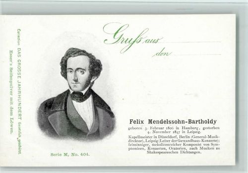 Essers Seifenpulver Werbung - Das Grosse Jahrhundert Serie M Nr. 404 - Mendelssohn - gute Erhaltung