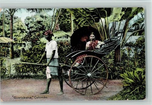 Frau in einer Ginricksha in Colombo - ca 1910 AK Asiat.Volkstyp