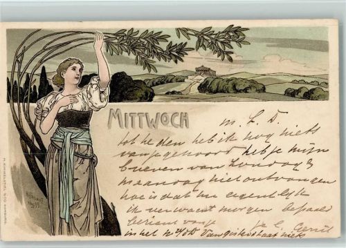 Jugendstil - Mittwoch - sign Fründt 1899 litho