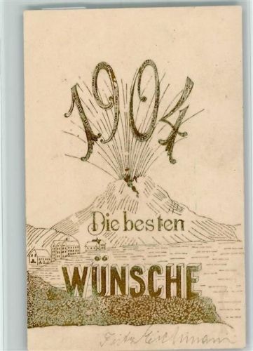Neujahr 1904 in Golddruck - Vulkan