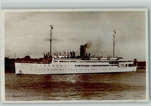 Dampfer Hansestadt Danzig und Bordstempel auf hoher See 1930 Foto AK