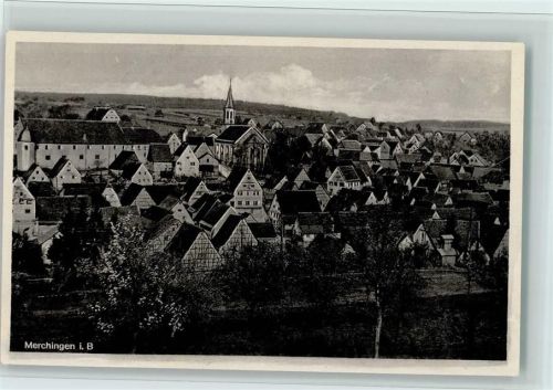Merchingen 1940-50 Teilansicht, gute Erhaltung AK