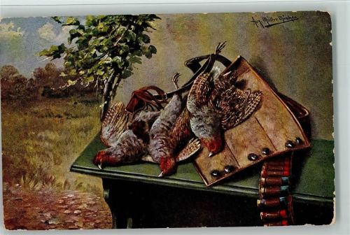 Serie 345 - Jagdtiere - Federwild , Patronengürtel - Stilleben