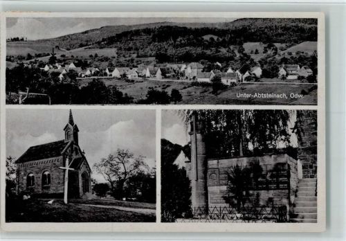 Abtsteinach 1948 Kriegerdenkmal, Kirche, Teilansicht, AK