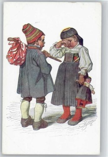 Trachten - Kind mit Puppe - schwäbische Trachten Nr. 14 AK