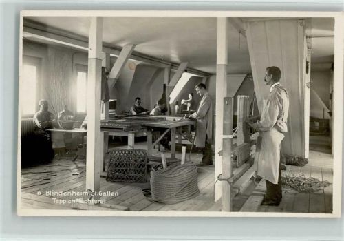 St. Gallen S. Gallo Blindenheim - Teppichflechterei - Berufe Blinde 1930 Foto AK