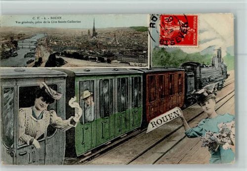 Rouen Eisenbahn mit winkenden Frauen, Stadtansicht, Gute Erhaltung