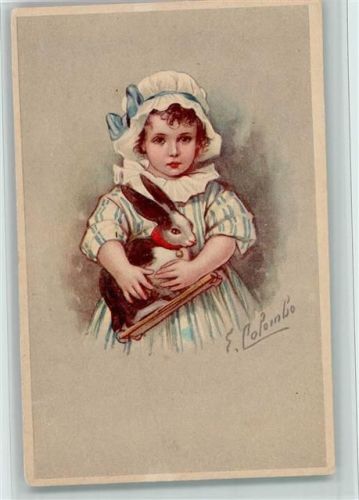 1920 Serie 728-5 - Mädchen mit Hasen Spielzeug, gute Erhaltung