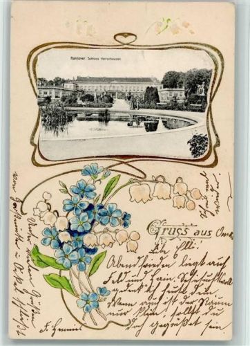 Hannover 1902 Schloss Herrenhausen Jugendstilrahmen Vergissmeinnicht Maiglöckchen