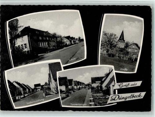 Dungelbeck 1956 Sülfeldsiedlung , Tannenbergstraße, Kirche, gute Erhaltung AK