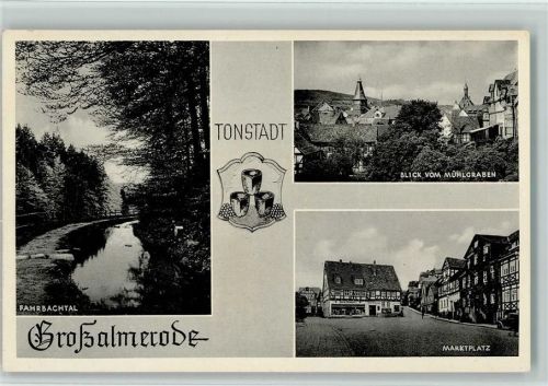 Großalmerode Fahrbachtal Blick vom Mühlgraben Marktplatz Wappen 3-Bildaufnahme