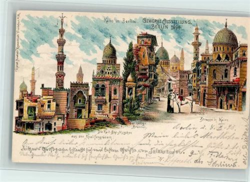 Berlin Mitte Gruss aus - Gewerbe-Ausstellung 1896 - Kairo in Berlin , Rosenblatt Kunstanstalt , gute Erhaltung AK