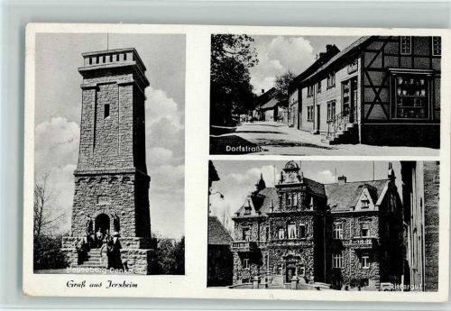 Jerxheim 1954 Heeseberg Denkmal, Dorfstraße, Gesmichtwaren, Rittergut , gute Erhaltung AK
