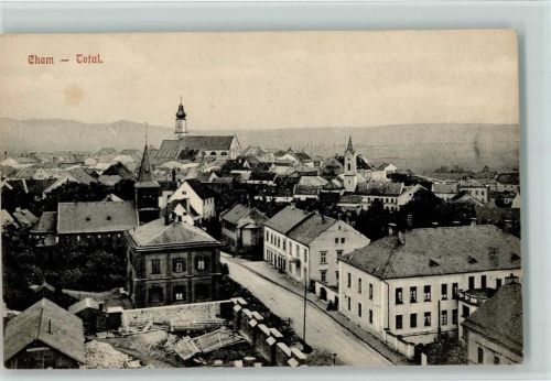 Cham 1910 Straßenbild von oben gesehen, gute Erhaltung AK