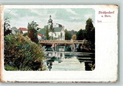 Strössendorf Partie bei der Kirche 1903 , AK Ränder oxidiert