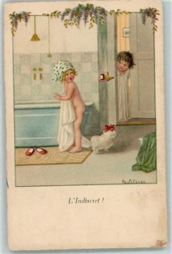 1929 Verlag Dondorf 1426 Indiskret - nacktes Kind steht an der Badewanne AK