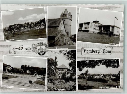 Homberg Südansicht Brauhausturm Sanatorium Schwimmbad Schloss Ansicht vom Hohen Berg