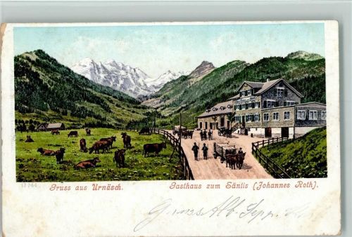 Urnäsch 1912 Holztransport mit Pferden Gasthaus zum Säntis
