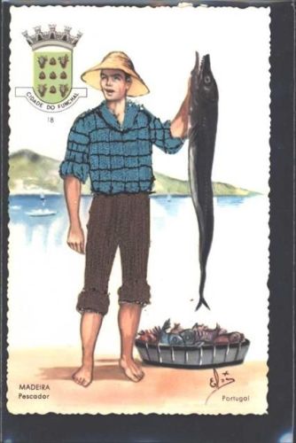 Funchal Fischer aus Portugal Künstlerkarte AK