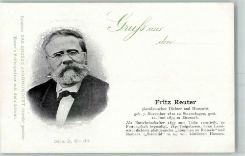 Werbung Esser Seifenpulver Das Grosse Jahrhundert Serie D Nr. 98 - Fritz Reuter Dichter