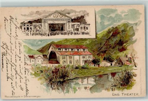 82487 W8103 Oberammergau 1900 Künstlerkarte Das Theater Passionsspiel