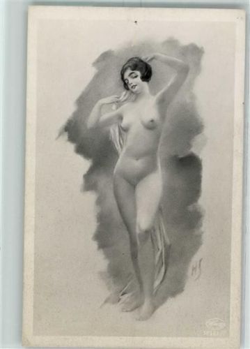 Nude Künstlerkarte sign. Monogrammist HS AK