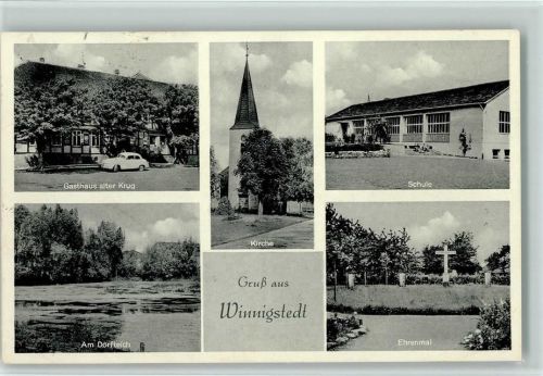 Winnigstedt Gasthaus alter Krug am Dorfteich Kirche Schule Ehrenmal Mehrfachaufnahme
