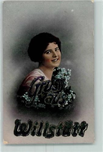 77731 W7608 Willstätt 1917 AK mit Glitzer Vergissmeinnicht AK