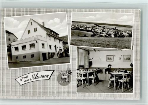 Schwarz Gasthaus zum Hirsch Innenaufnahme Gastraum Ortsansicht 3-Bildaufnahme