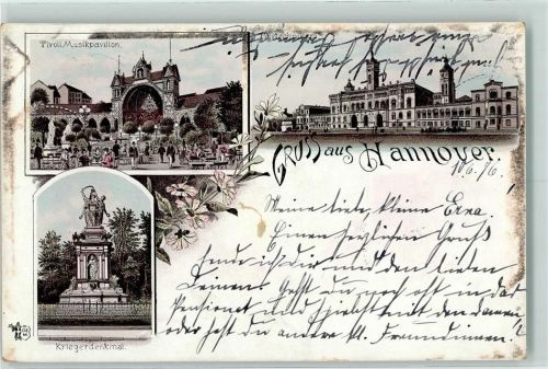 Hannover Vorläufer Druck 1890-1895 Tivoli Musikpavillon Kriegerdenkmal Polytechnikum
