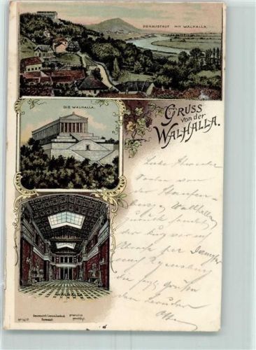 Walhalla 1899 Gebrauchsspuren Donaustauf Lithographie