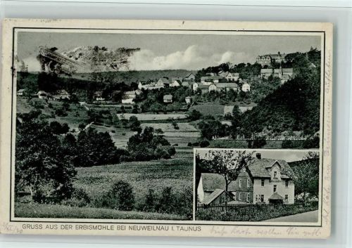 Neuweilnau 1930 Pension Erbismühle - Stempelfleck Bildseite
