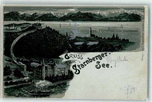Starnberg 1900 Bismarckdenkmal Starnberger-See Dampfer