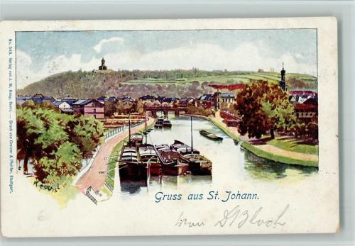 St. Johann 1899 Gruss aus - sign R. Fuchs - Binnenschiffe