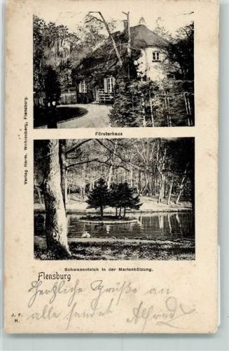 Flensburg 1905 Försterhaus Schwanenteich in der Marienhölzung