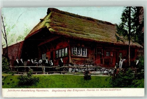 Mannheim 1907 Intern. Kunst- & Große Gartenbau-Ausstellung 1907 Begrüssung d. Erbgrossh. Paares im Schwarzwaldhaus