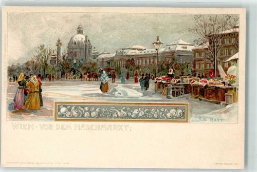 Wien Winter vor dem Naschmarkt sign. Rud. Bernt