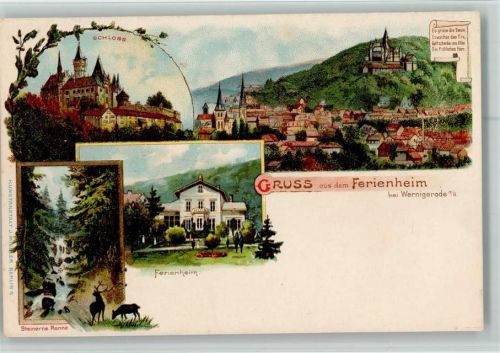 Wernigerode Schloss Ortsansicht Ferienheim Steinerne Renne Wasserfall