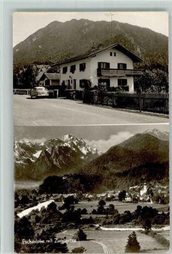 Eschenlohe Ortsansicht Blick nach Eschenlohe mit Zugspitze 2-Bildaufnahme