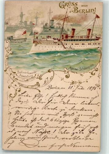 Treptow 1896 Marine Schauspiele Lithographie AK